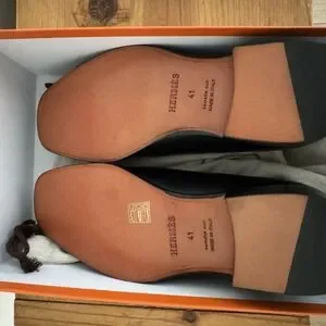 NWT Men\'s Black HERMES Calfskin Leather Double Monk Strap Shoes Hermes mens monk strap - Gem main image 3